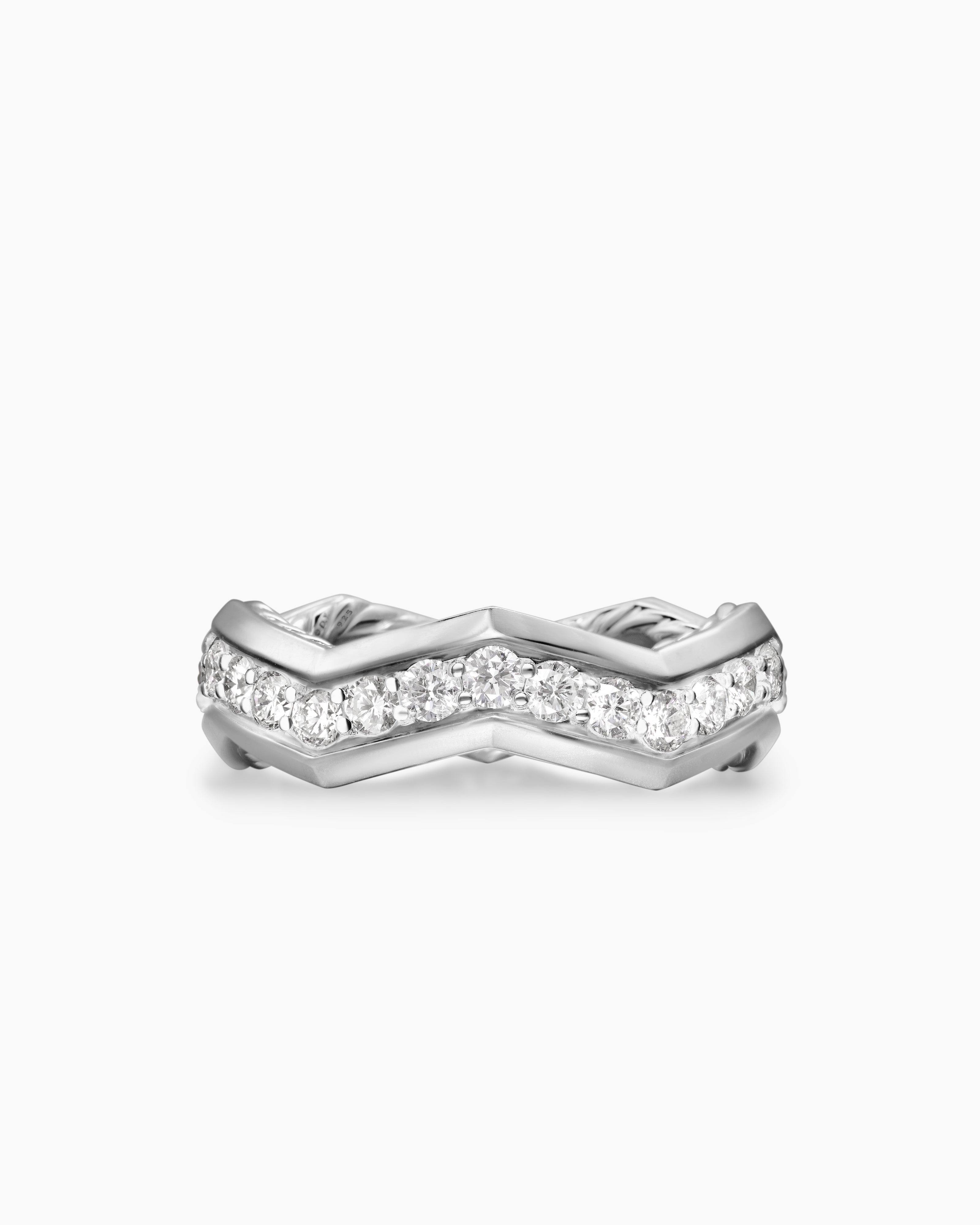 Zig Zag Stax™ Ring in Sterling Silver with Diamonds, 5mm