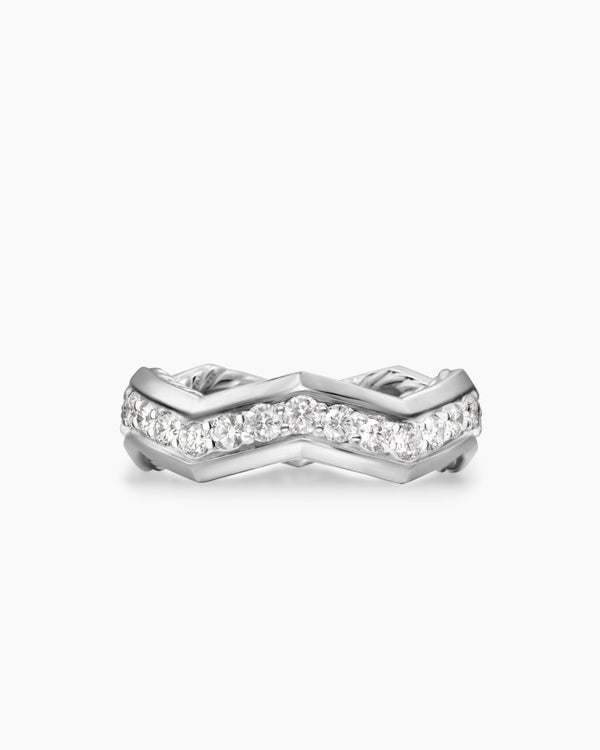 Zig Zag Stax Ring in Sterling Silver with Diamonds, 5mm