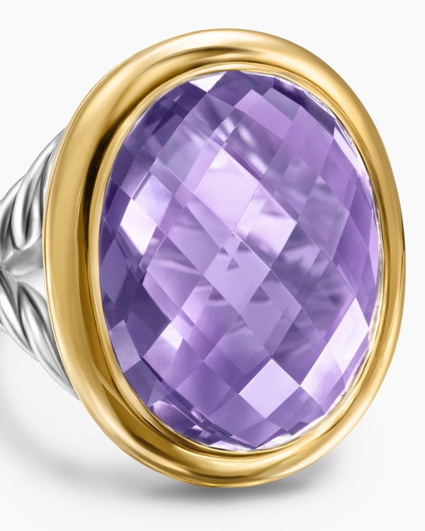 Albion Oval Ring in Sterling Silver with 18K Yellow Gold, 21mm