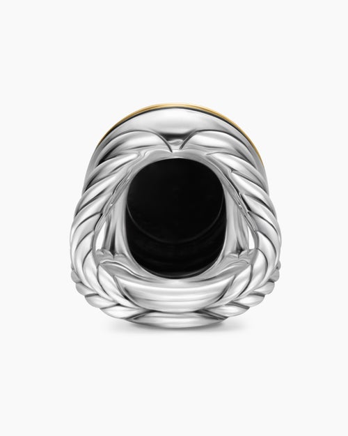 Womens Albion® Oval Ring in Sterling Silver with 18K Yellow Gold and Black Onyx, 21mm