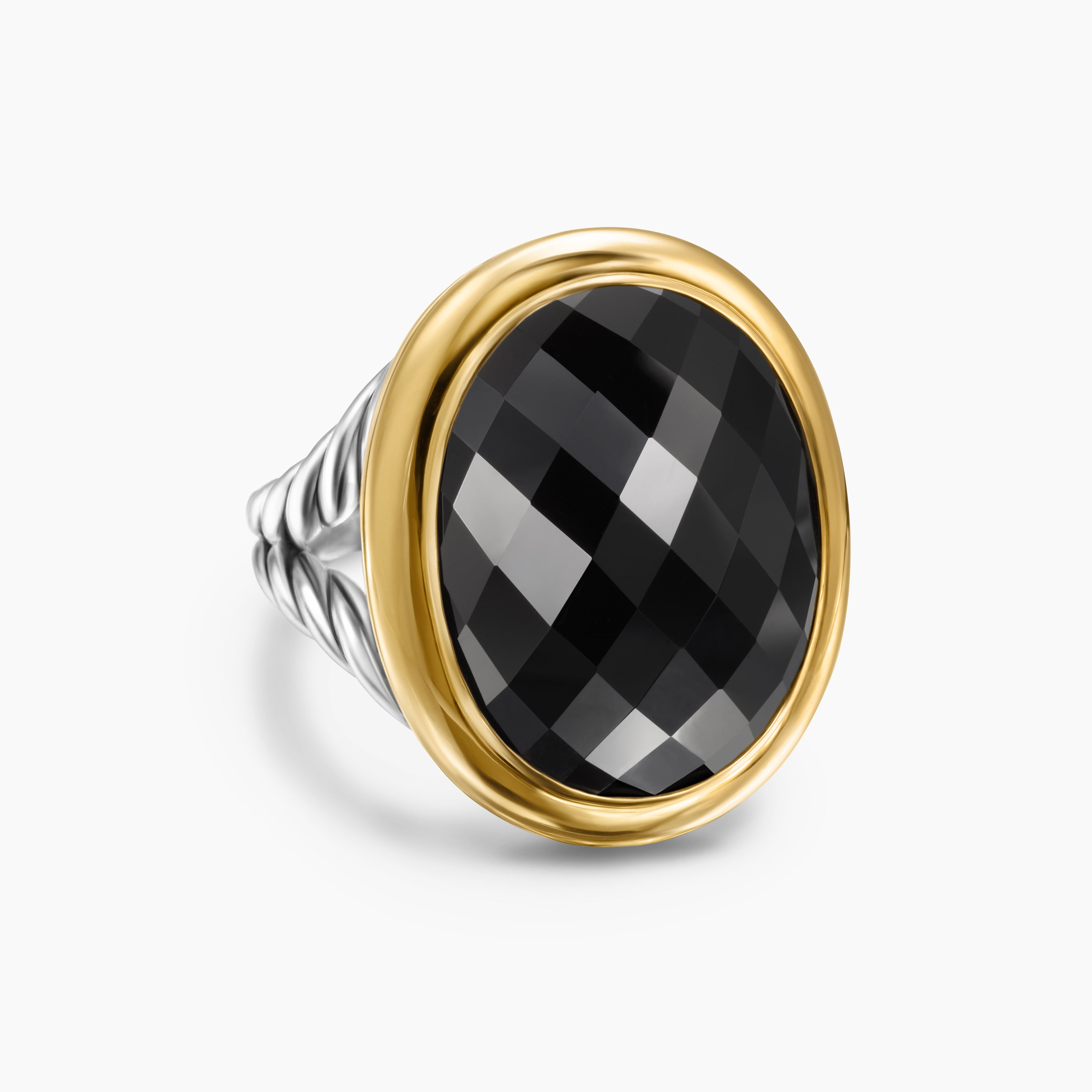 Womens Albion Oval Ring in Sterling Silver with 18K Yellow Gold, 21mm
