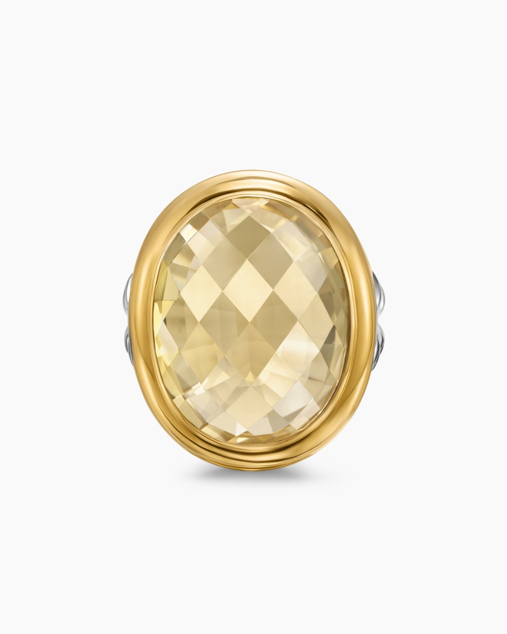Womens Albion® Oval Ring in Sterling Silver with 18K Yellow Gold and Champagne Citrine, 21mm
