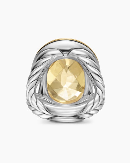 Womens Albion Oval Ring in Sterling Silver with 18K Yellow Gold, 21mm