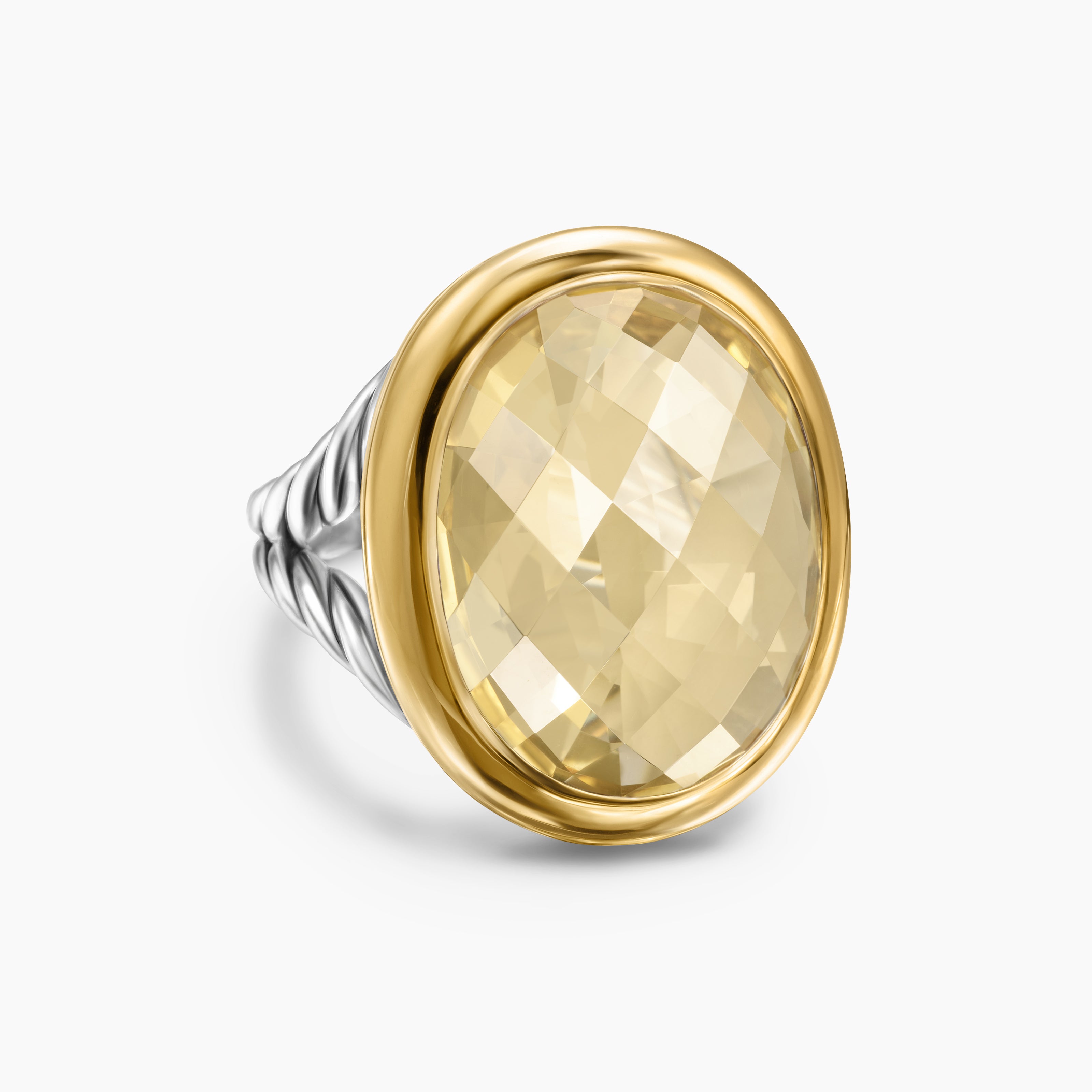 Womens Albion Oval Ring in Sterling Silver with 18K Yellow Gold, 21mm