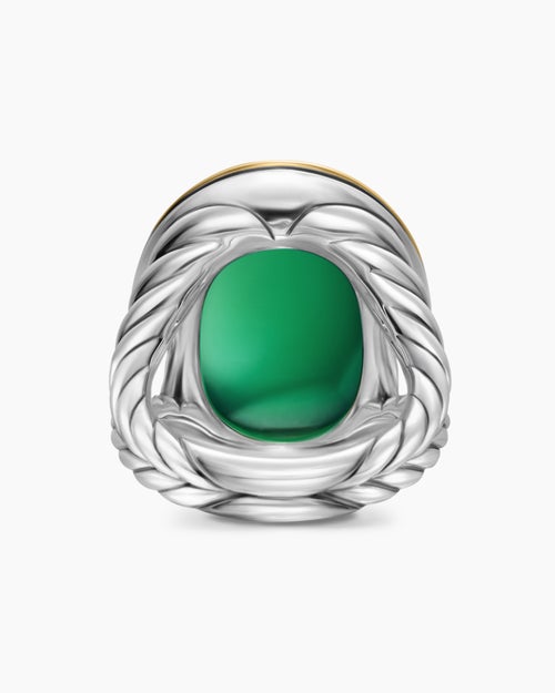 Womens Albion® Oval Ring in Sterling Silver with 18K Yellow Gold and Green Onyx, 21mm