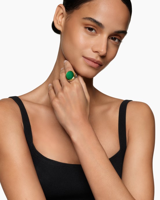 Albion Oval Ring in Sterling Silver with 18K Yellow Gold, 21mm