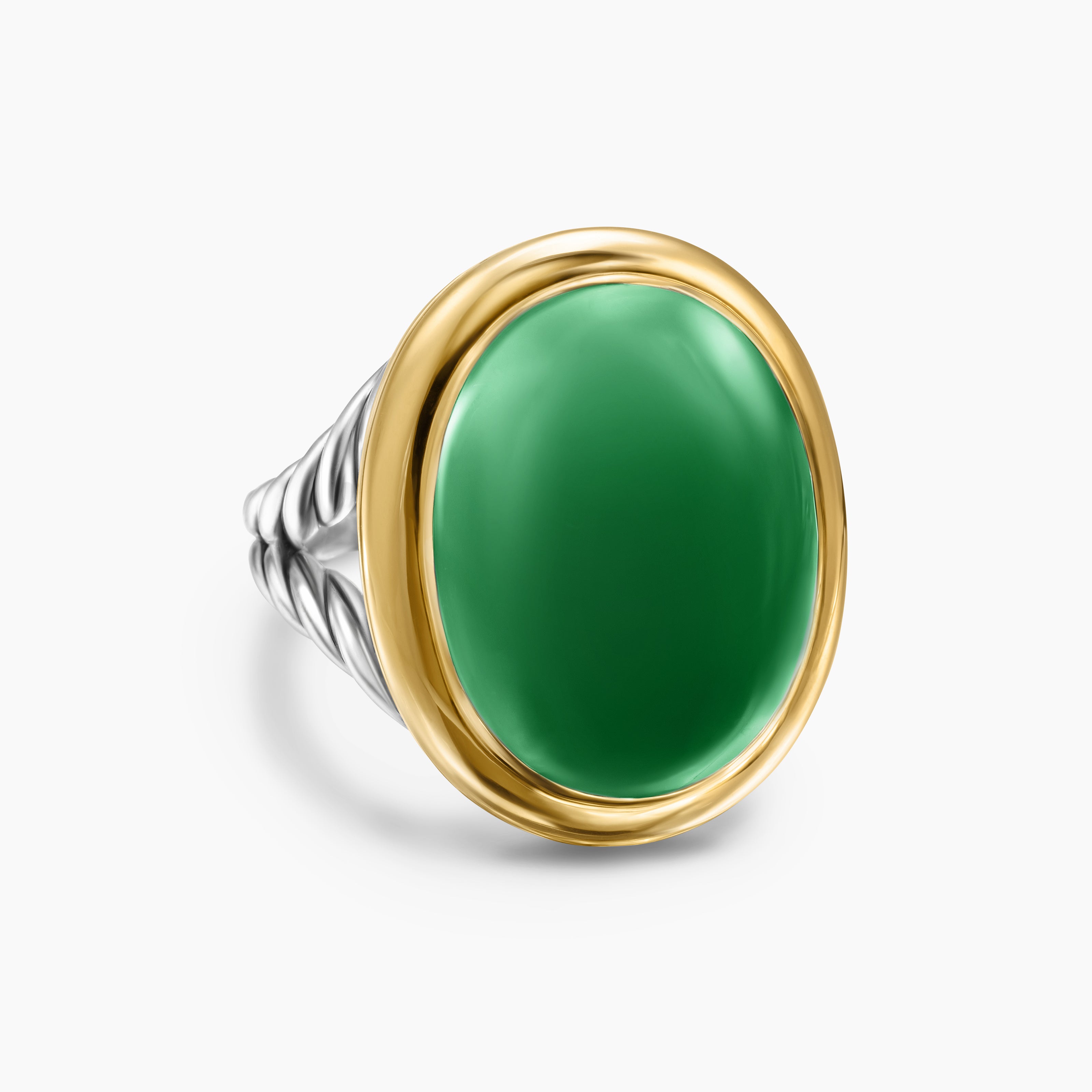 Womens Albion Oval Ring in Sterling Silver with 18K Yellow Gold, 21mm