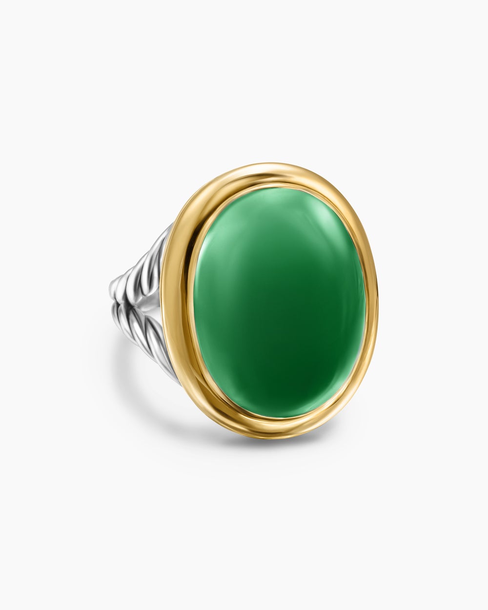 Womens Albion Oval Ring in Sterling Silver with 18K Yellow Gold, 21mm