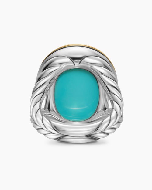 Womens Albion® Oval Ring in Sterling Silver with 18K Yellow Gold and Turquoise, 21mm
