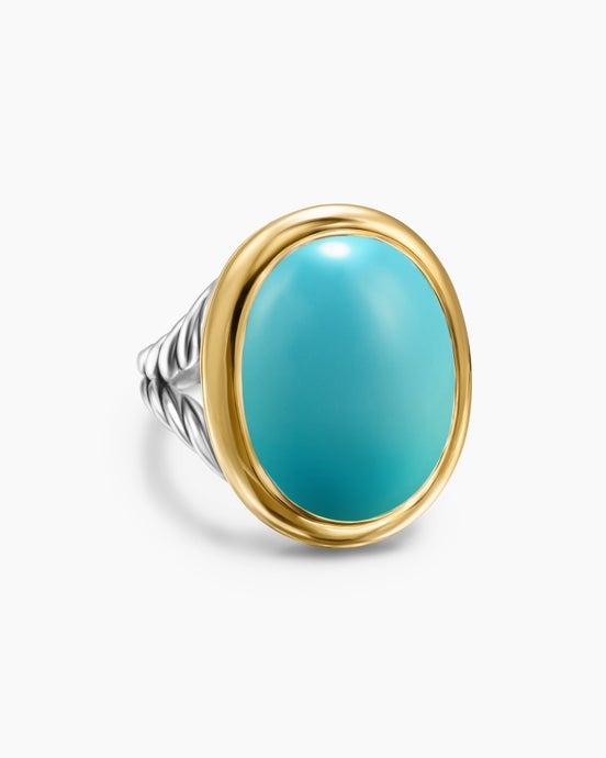 Albion Oval Ring in Sterling Silver with 18K Yellow Gold, 21mm
