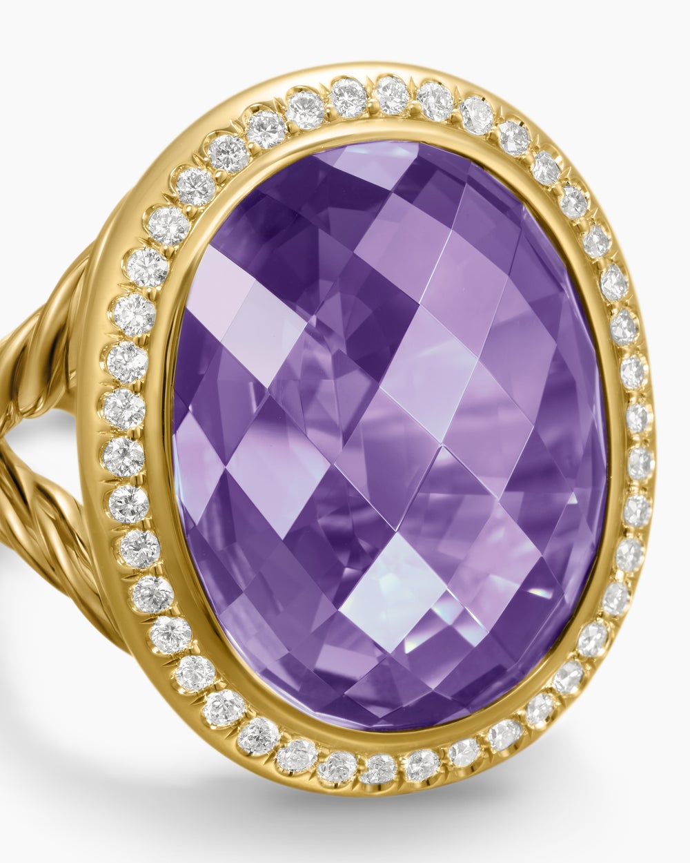 Womens Albion Oval Ring in 18K Yellow Gold with Diamonds, 21mm