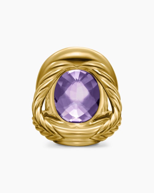 Womens Albion® Oval Ring in 18K Yellow Gold with Amethyst and Diamonds, 21mm