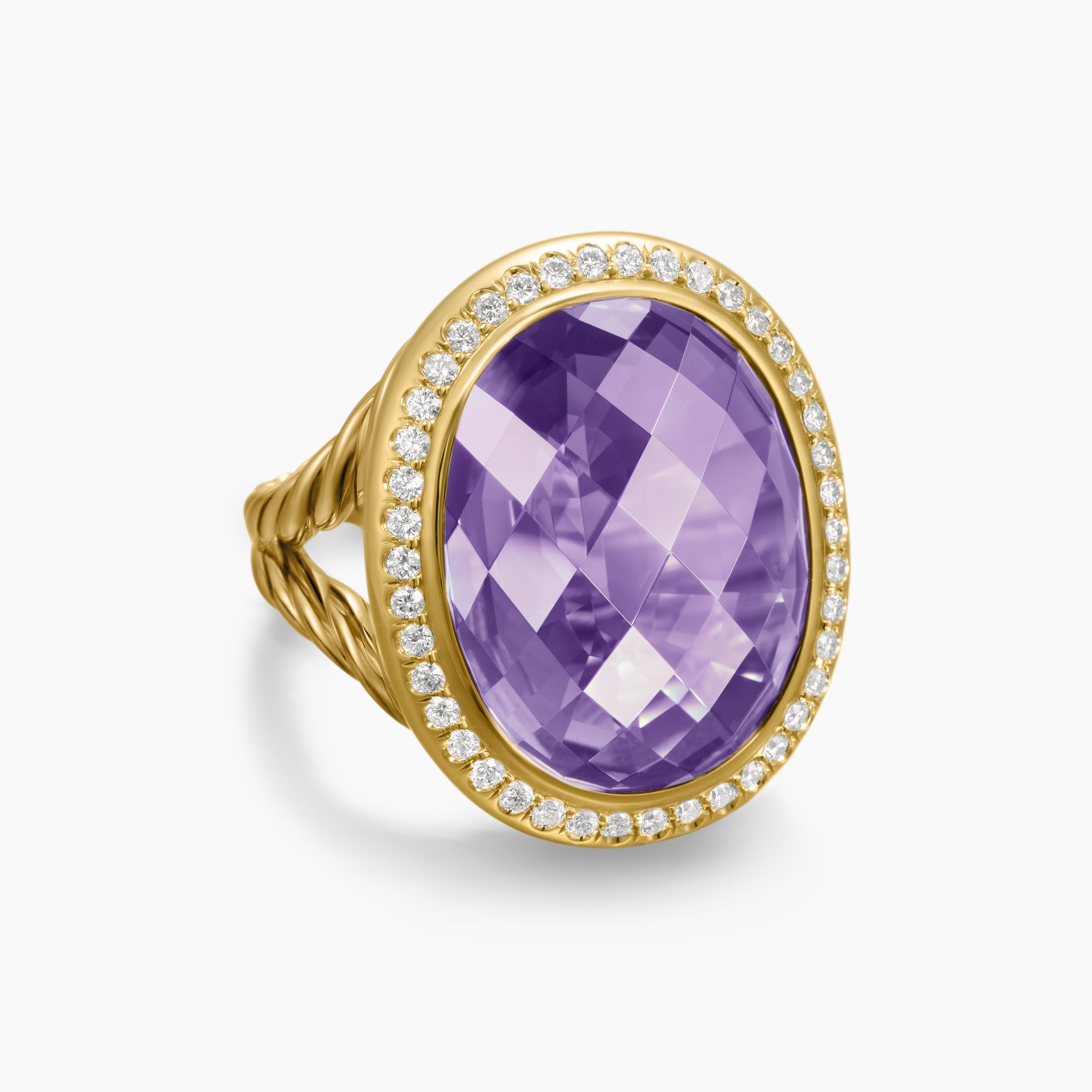 Womens Albion Oval Ring in 18K Yellow Gold with Diamonds, 21mm