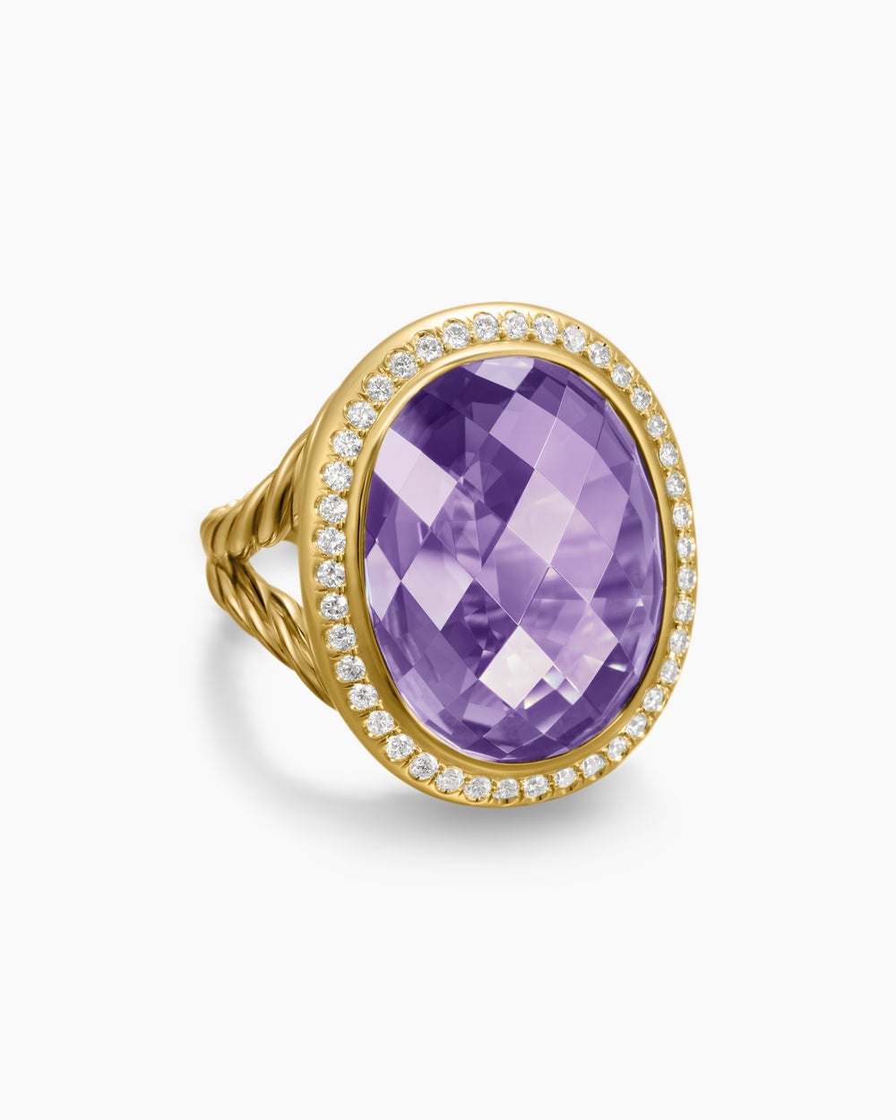 Womens Albion Oval Ring in 18K Yellow Gold with Diamonds, 21mm