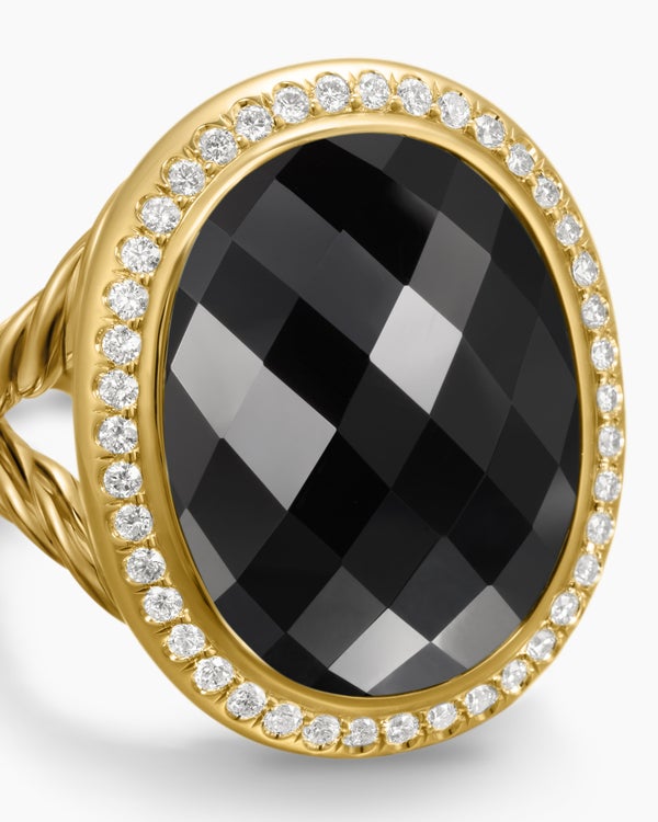 Bague Albion ovale en or jaune 18 carats avec diamants, 21 mm