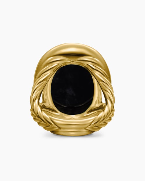 Womens Albion® Oval Ring in 18K Yellow Gold with Black Onyx and Diamonds, 21mm