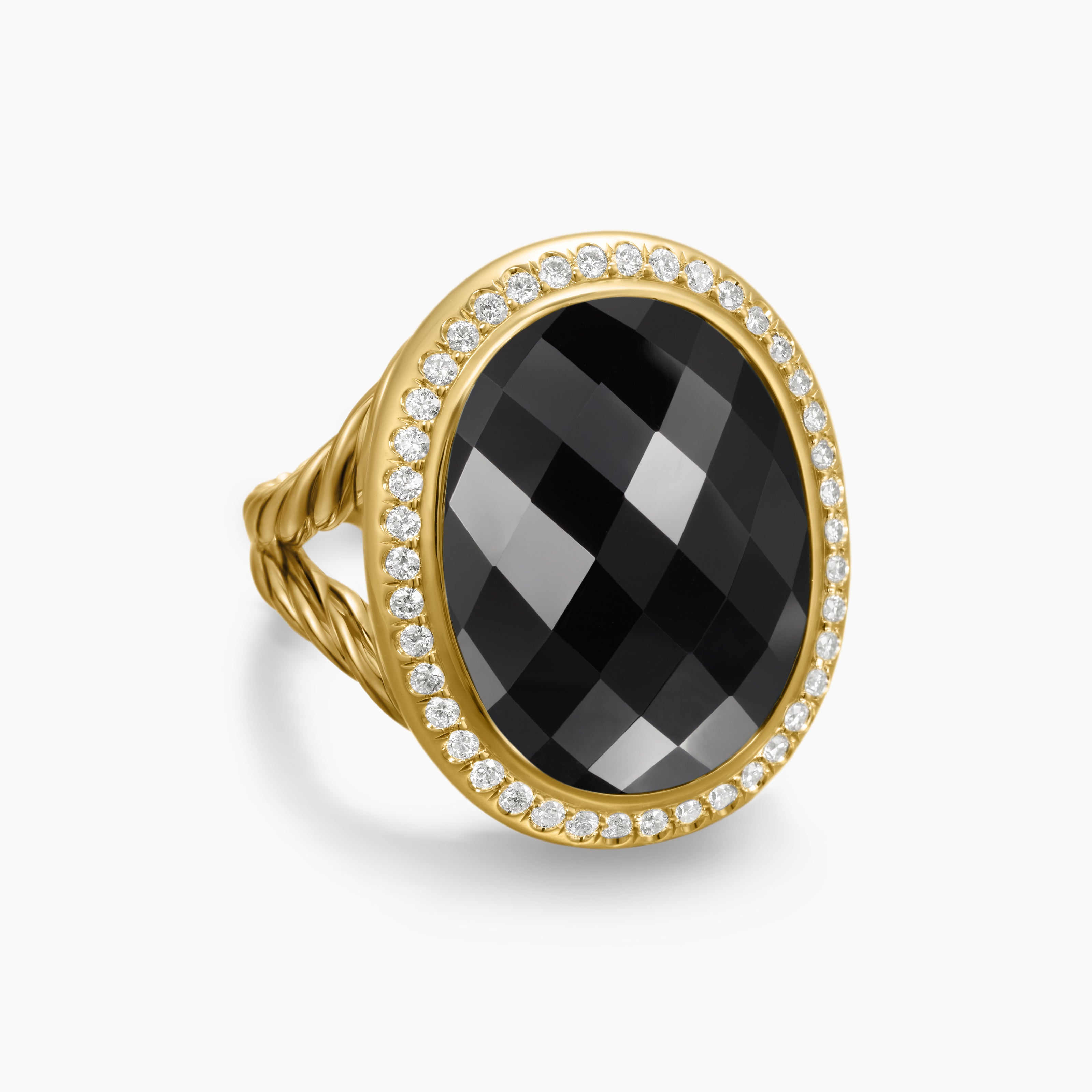 Womens Albion Oval Ring in 18K Yellow Gold with Diamonds, 21mm