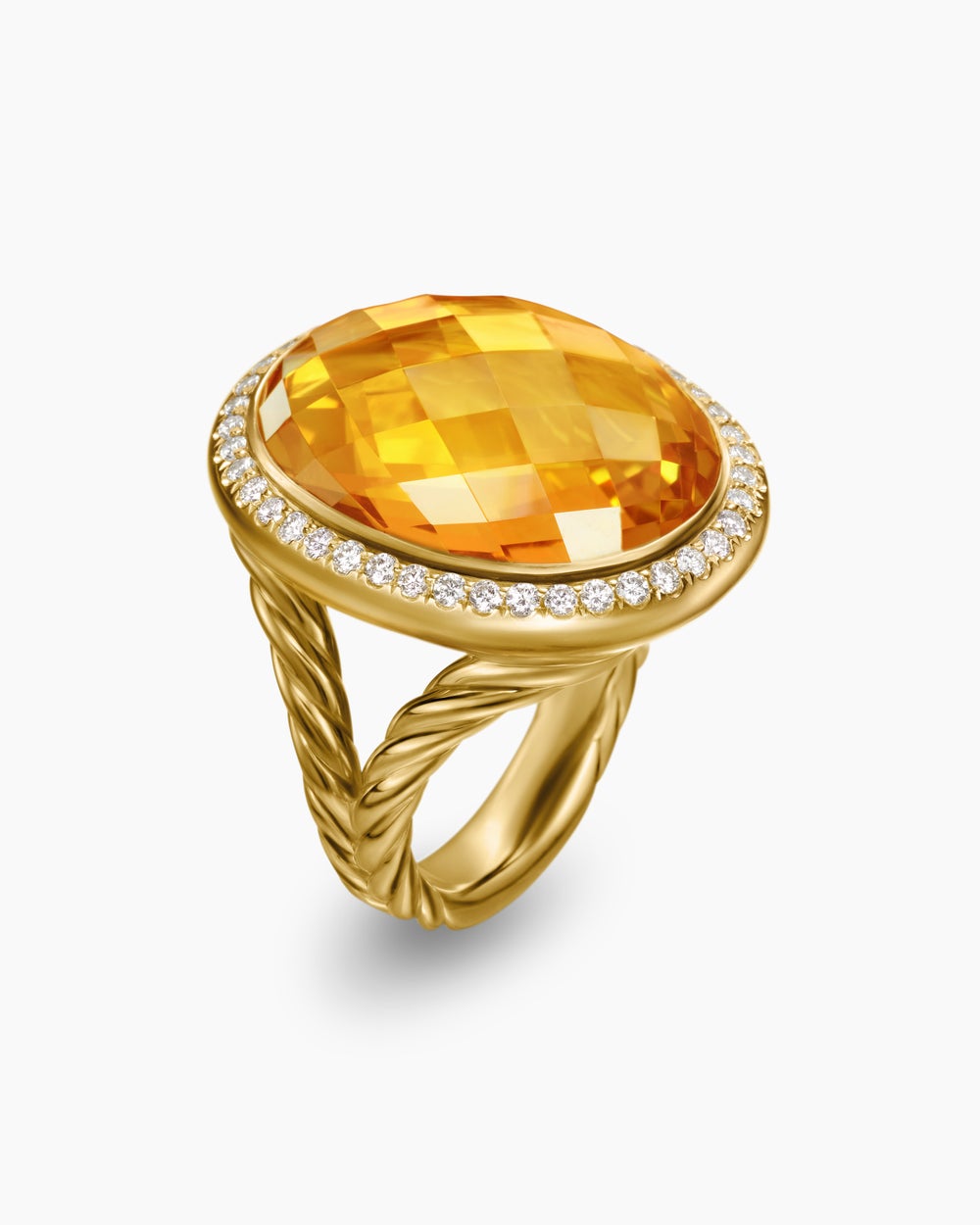 Womens Albion Oval Ring in 18K Yellow Gold with Diamonds, 21mm