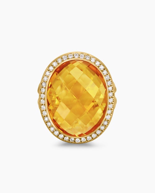 Womens Albion® Oval Ring in 18K Yellow Gold with Citrine and Diamonds, 21mm