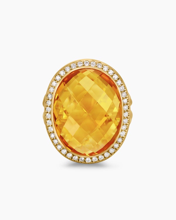 Bague Albion ovale en or jaune 18 carats avec diamants, 21 mm