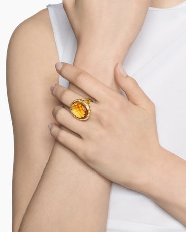 Albion Oval Ring in 18K Yellow Gold with Diamonds, 21mm