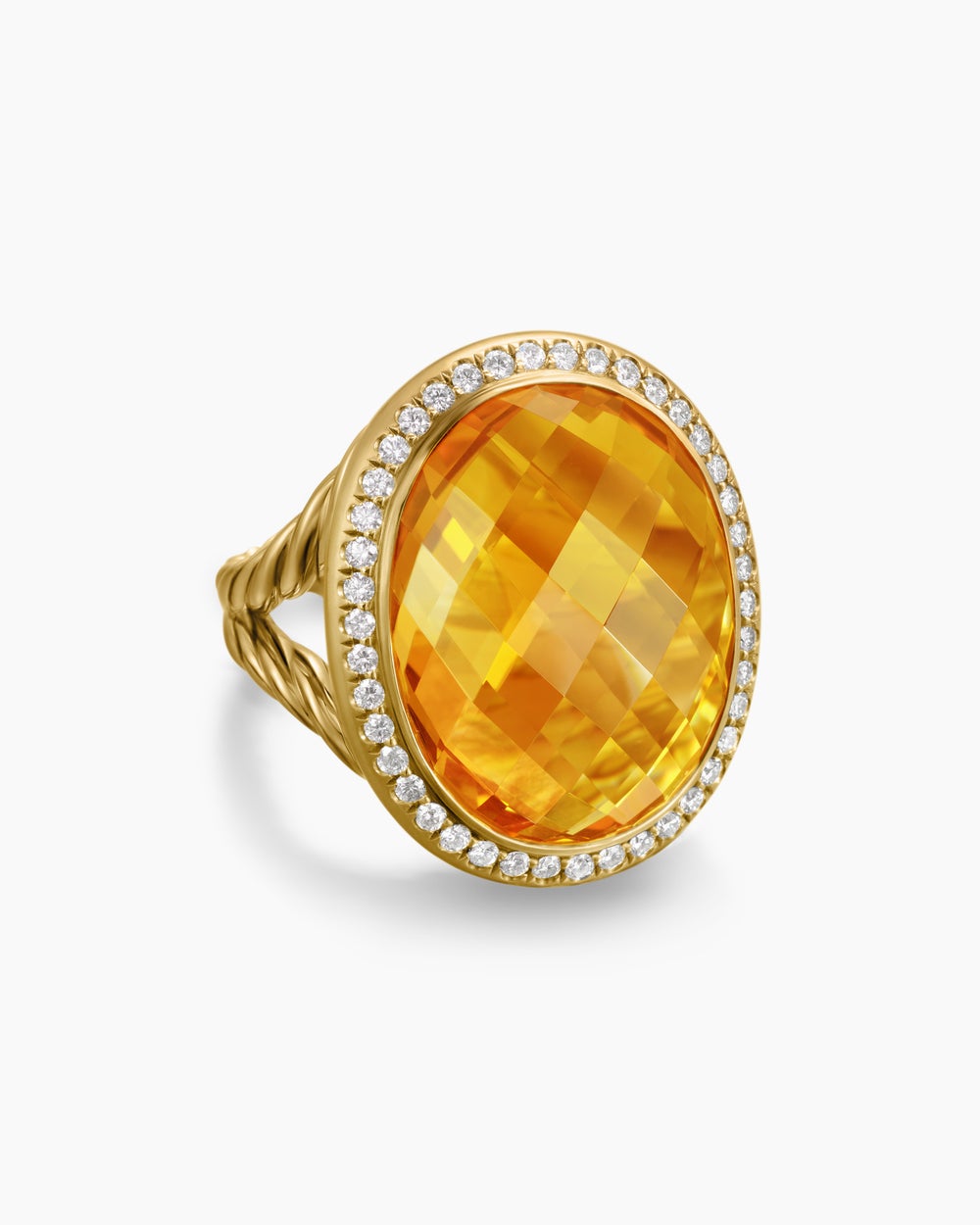 Womens Albion Oval Ring in 18K Yellow Gold with Diamonds, 21mm