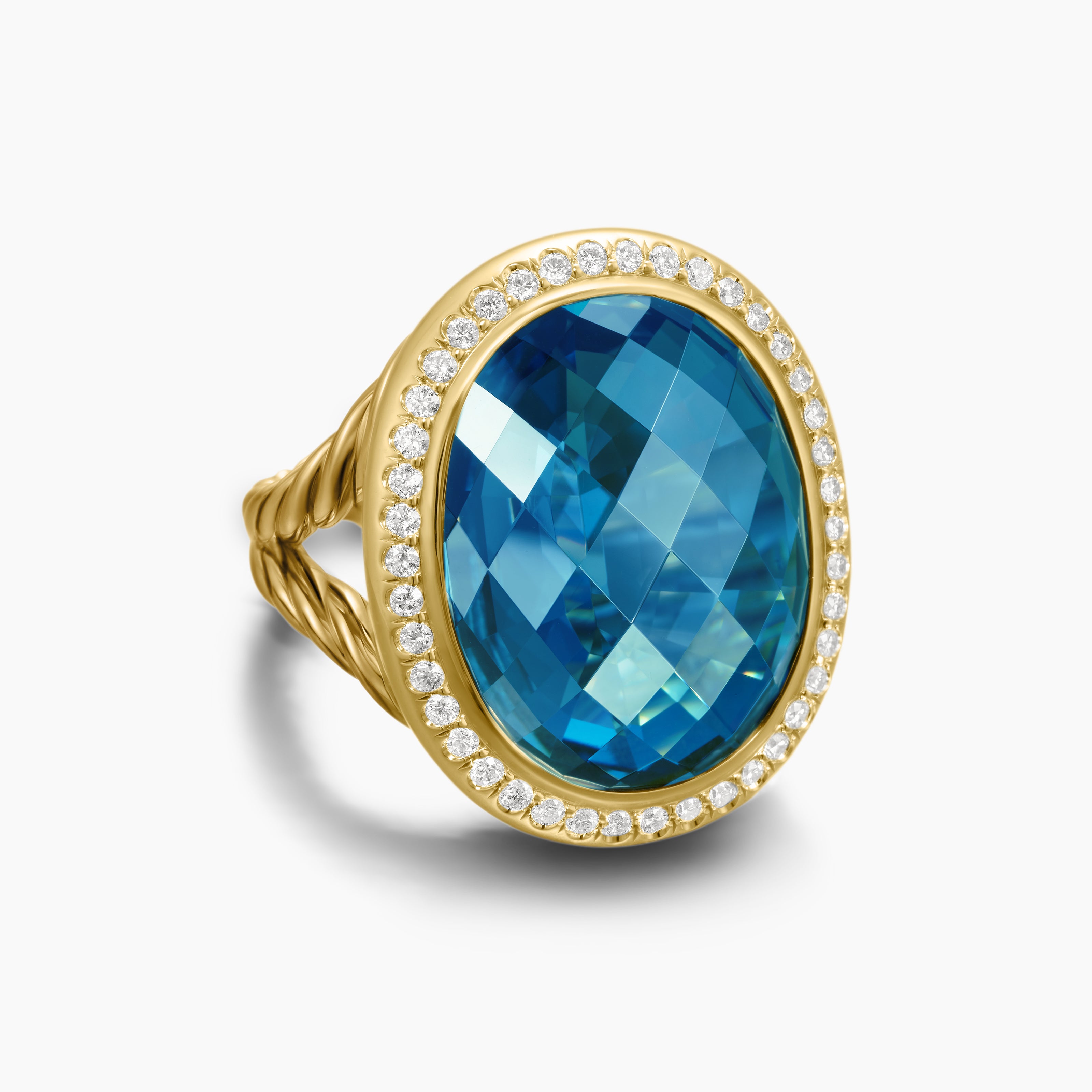 Womens Albion Oval Ring in 18K Yellow Gold with Diamonds, 21mm