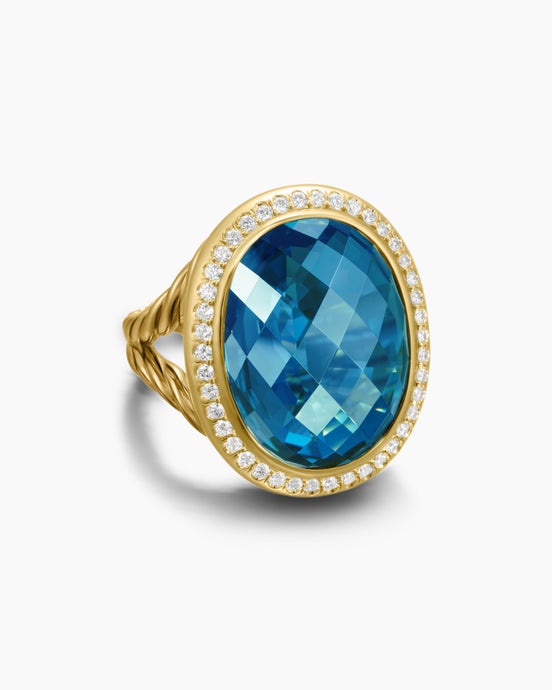 Albion Oval Ring in 18K Yellow Gold with Diamonds, 21mm
