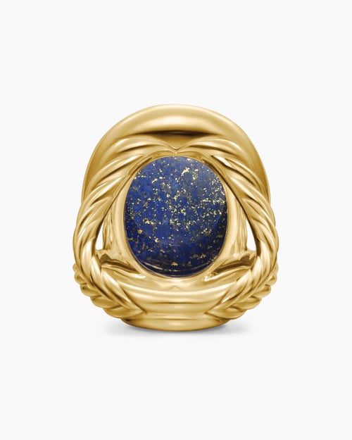 Womens Albion® Oval Ring in 18K Yellow Gold with Lapis Lazuli and Diamonds, 21mm