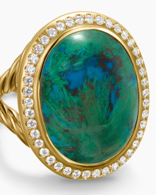 Womens Albion Oval Ring in 18K Yellow Gold with Diamonds, 21mm