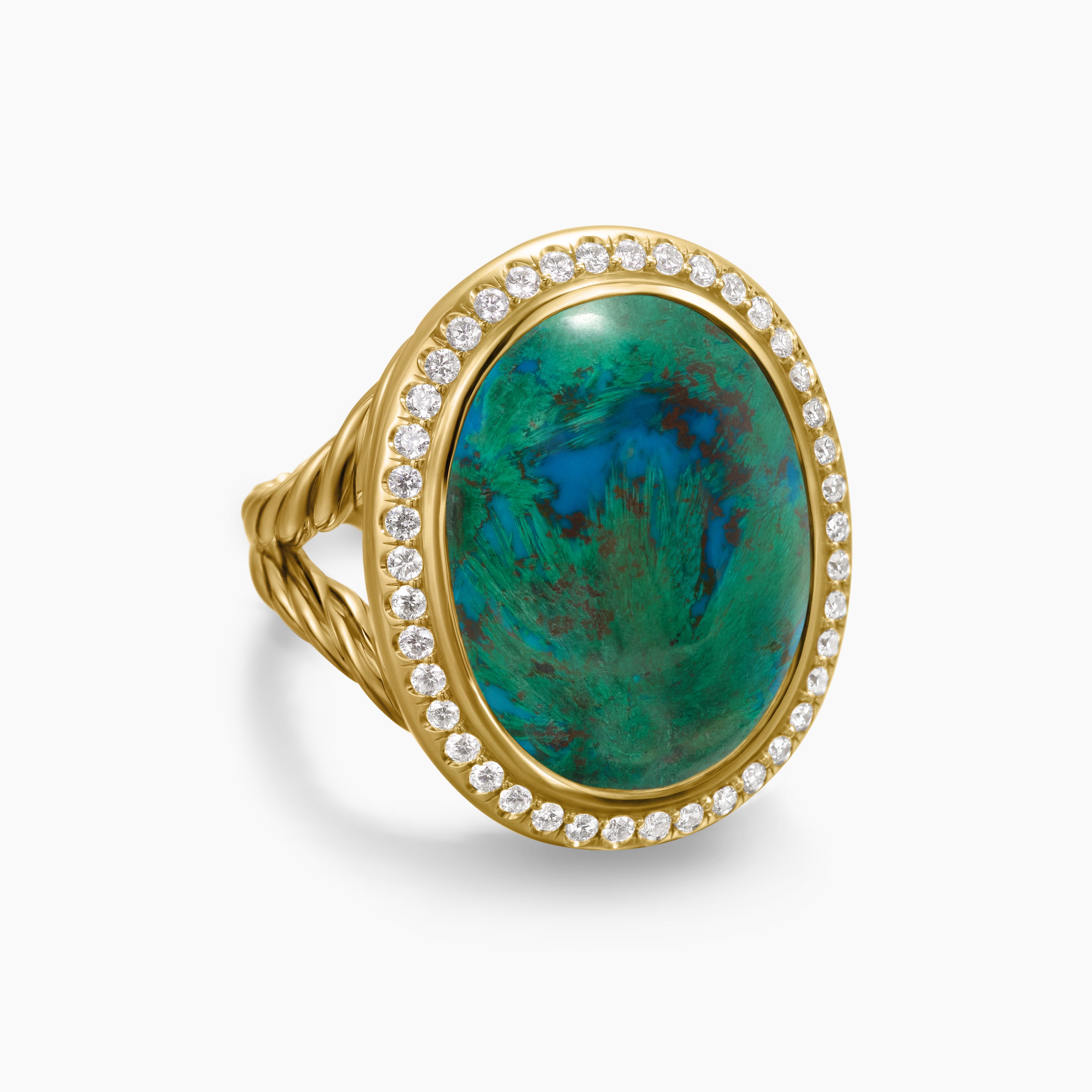 Womens Albion Oval Ring in 18K Yellow Gold with Diamonds, 21mm