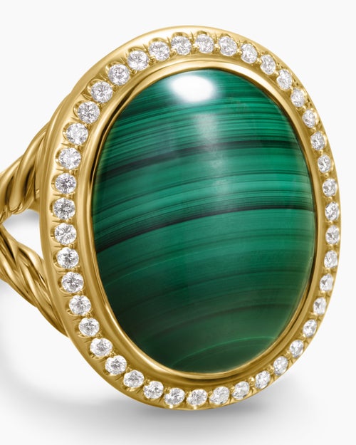 Womens Albion Oval Ring in 18K Yellow Gold with Diamonds, 21mm