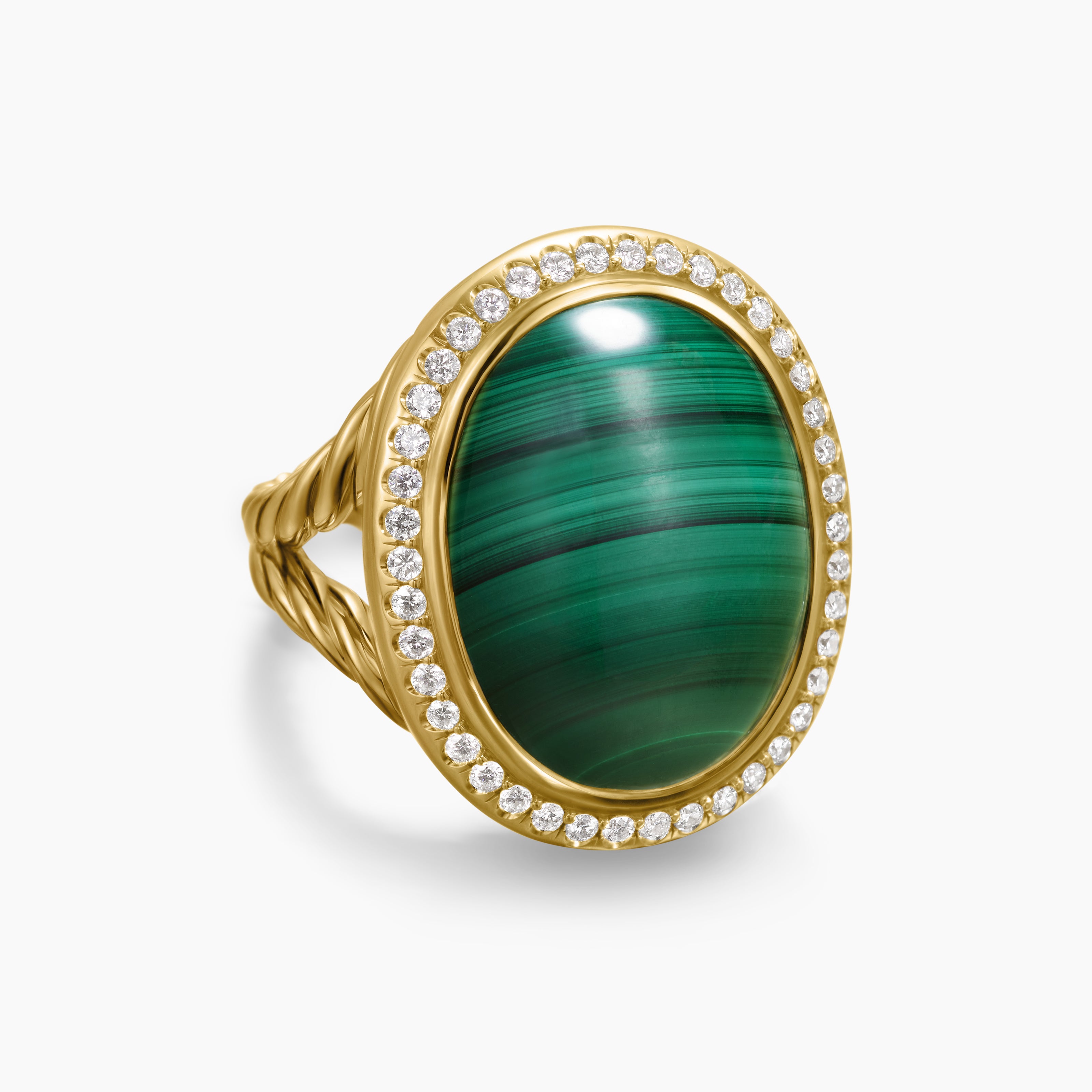 Womens Albion Oval Ring in 18K Yellow Gold with Diamonds, 21mm
