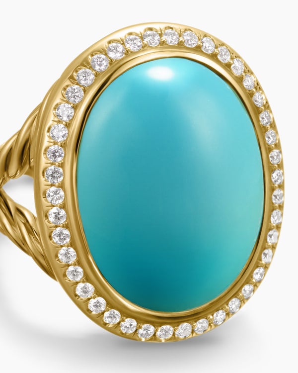 Albion Oval Ring in 18K Yellow Gold with Diamonds, 21mm