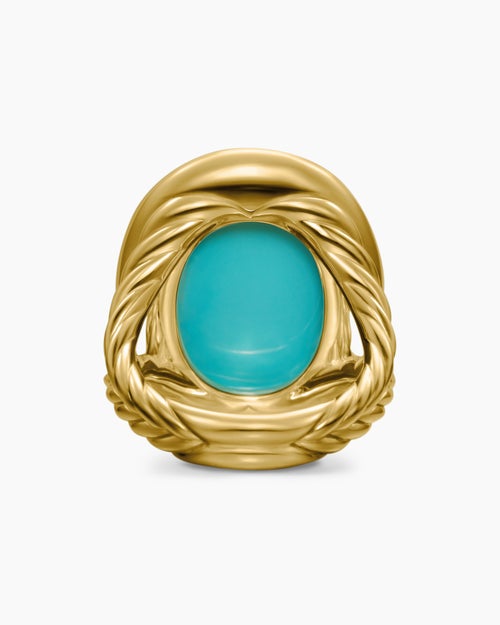 Womens Albion Oval Ring in 18K Yellow Gold with Diamonds, 21mm