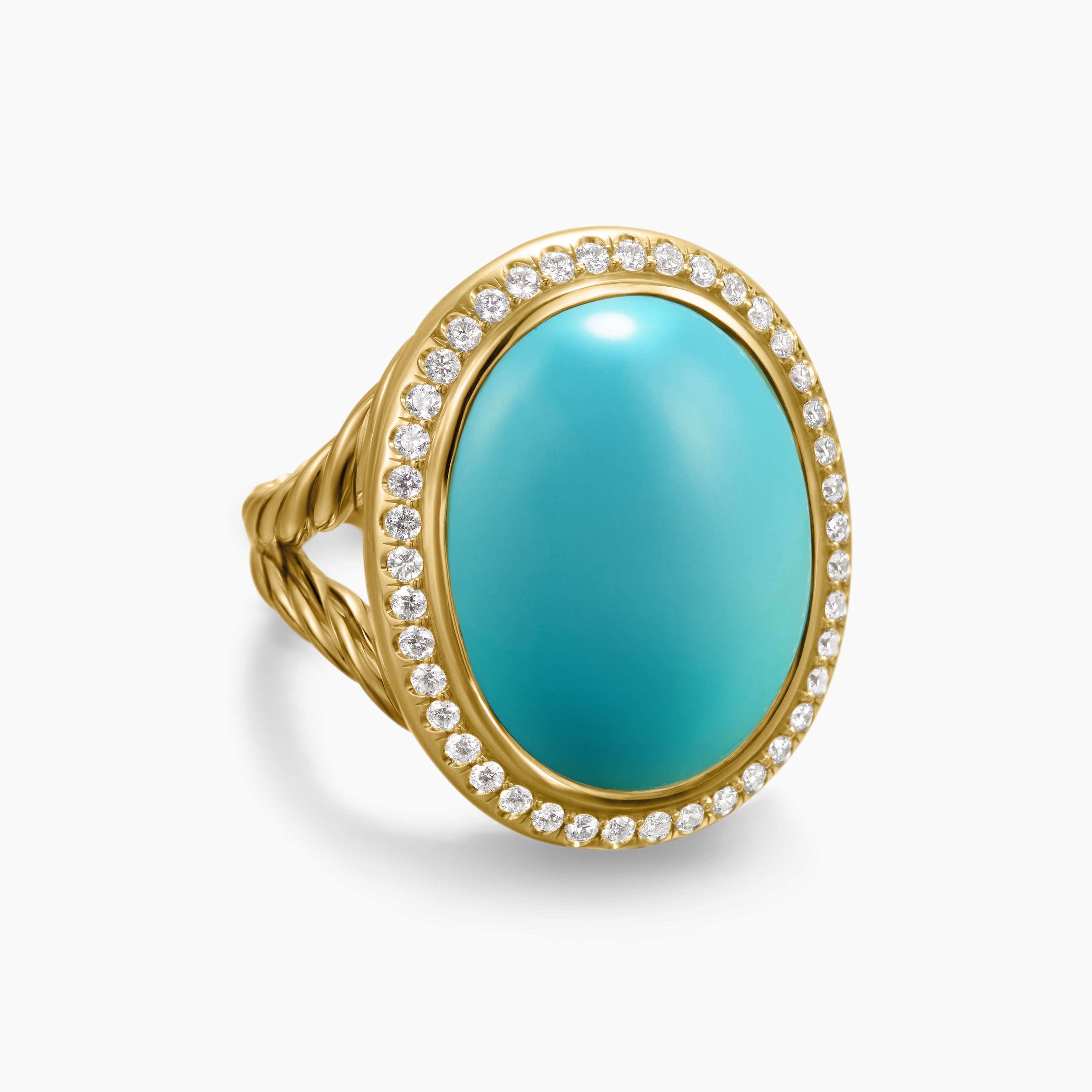 Womens Albion Oval Ring in 18K Yellow Gold with Diamonds, 21mm
