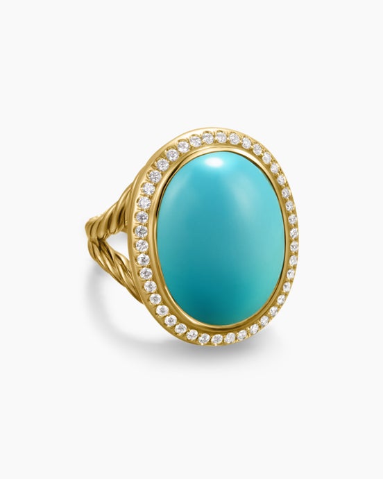 Albion Oval Ring in 18K Yellow Gold with Diamonds, 21mm