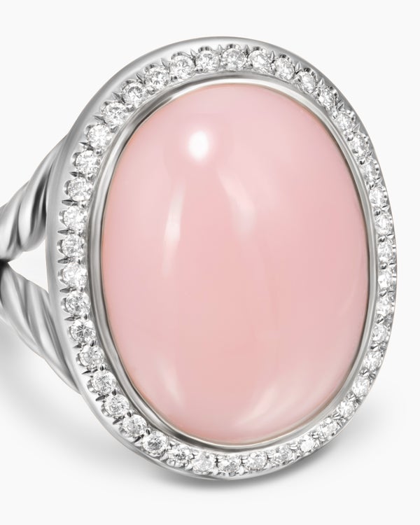 Albion Oval Ring in Sterling Silver with Diamonds, 21mm