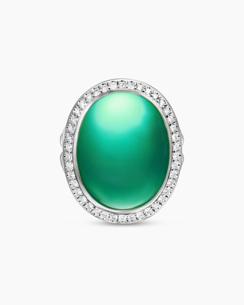 Womens Albion Oval Ring in Sterling Silver with Diamonds, 21mm