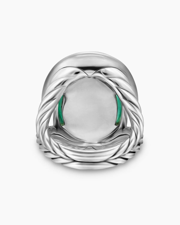 Albion Oval Ring in Sterling Silver with Diamonds, 21mm