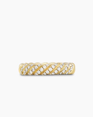 Sculpted Cable Band Ring in 18K Yellow Gold with Diamonds, 4.6mm