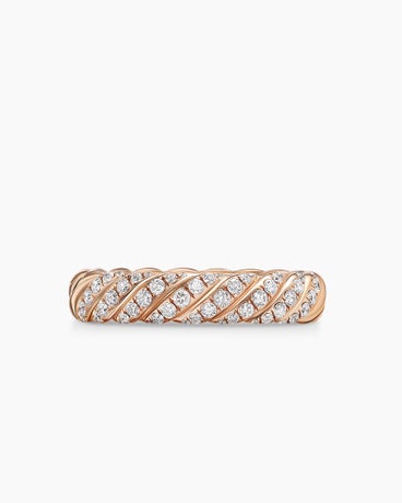 Sculpted Cable Band Ring in 18K Rose Gold with Diamonds, 4.6mm