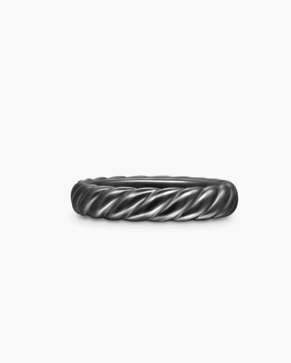 Sculpted Cable Band Ring in Black Titanium with Diamonds, 4.6mm