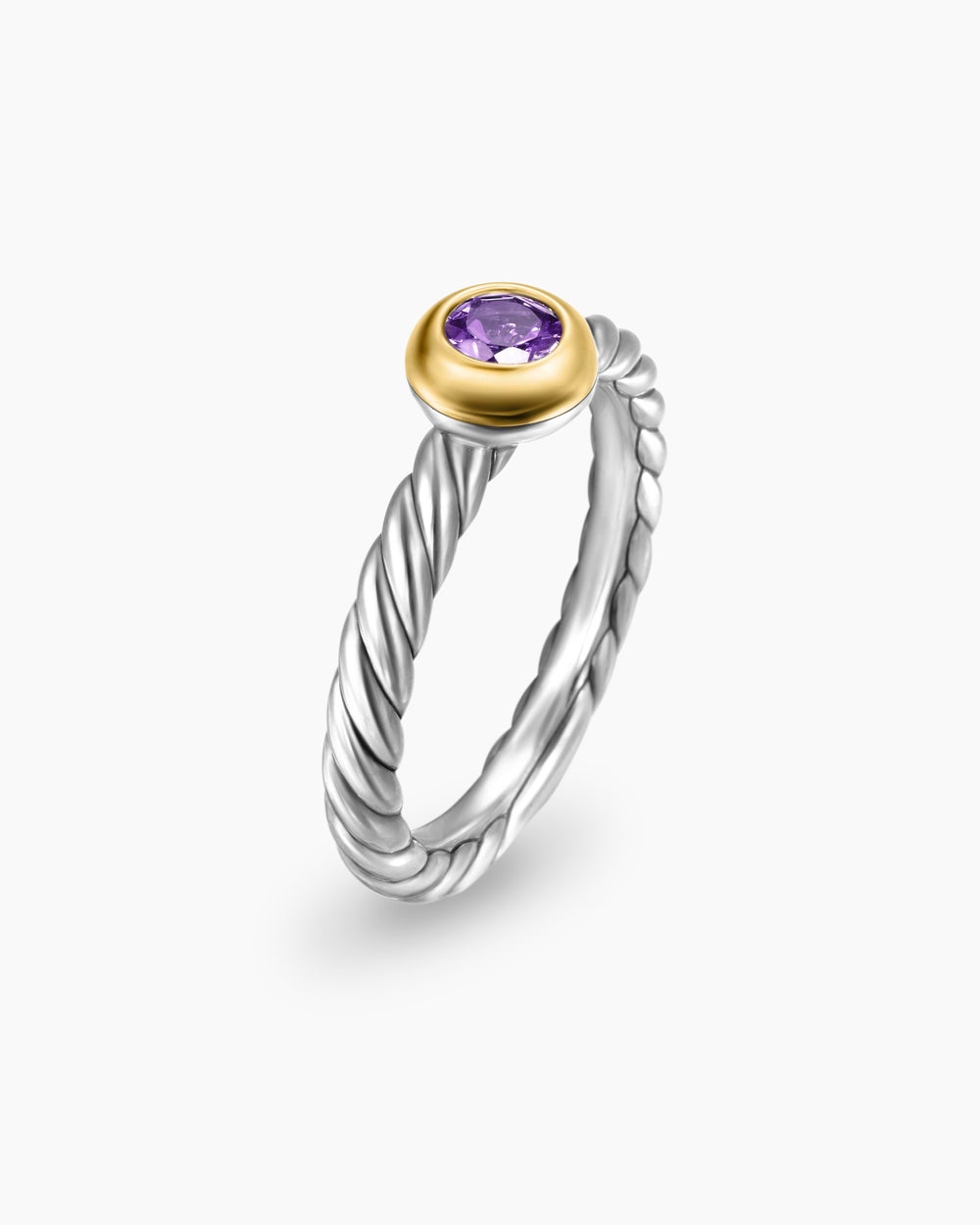 Womens Petite Cable Ring in Sterling Silver with 14K Yellow Gold, 2.8mm