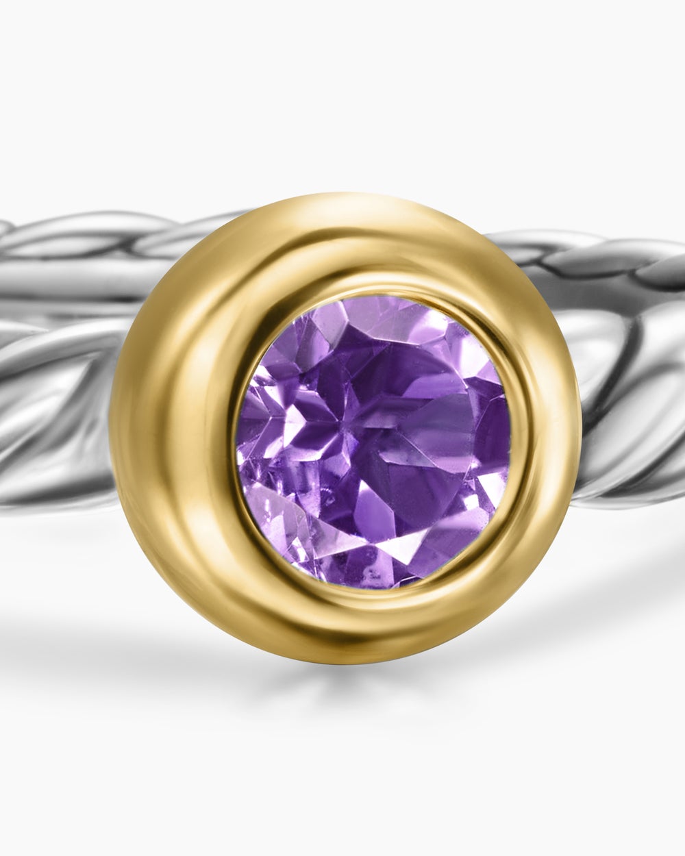 Womens Petite Cable Ring in Sterling Silver with 14K Yellow Gold, 2.8mm