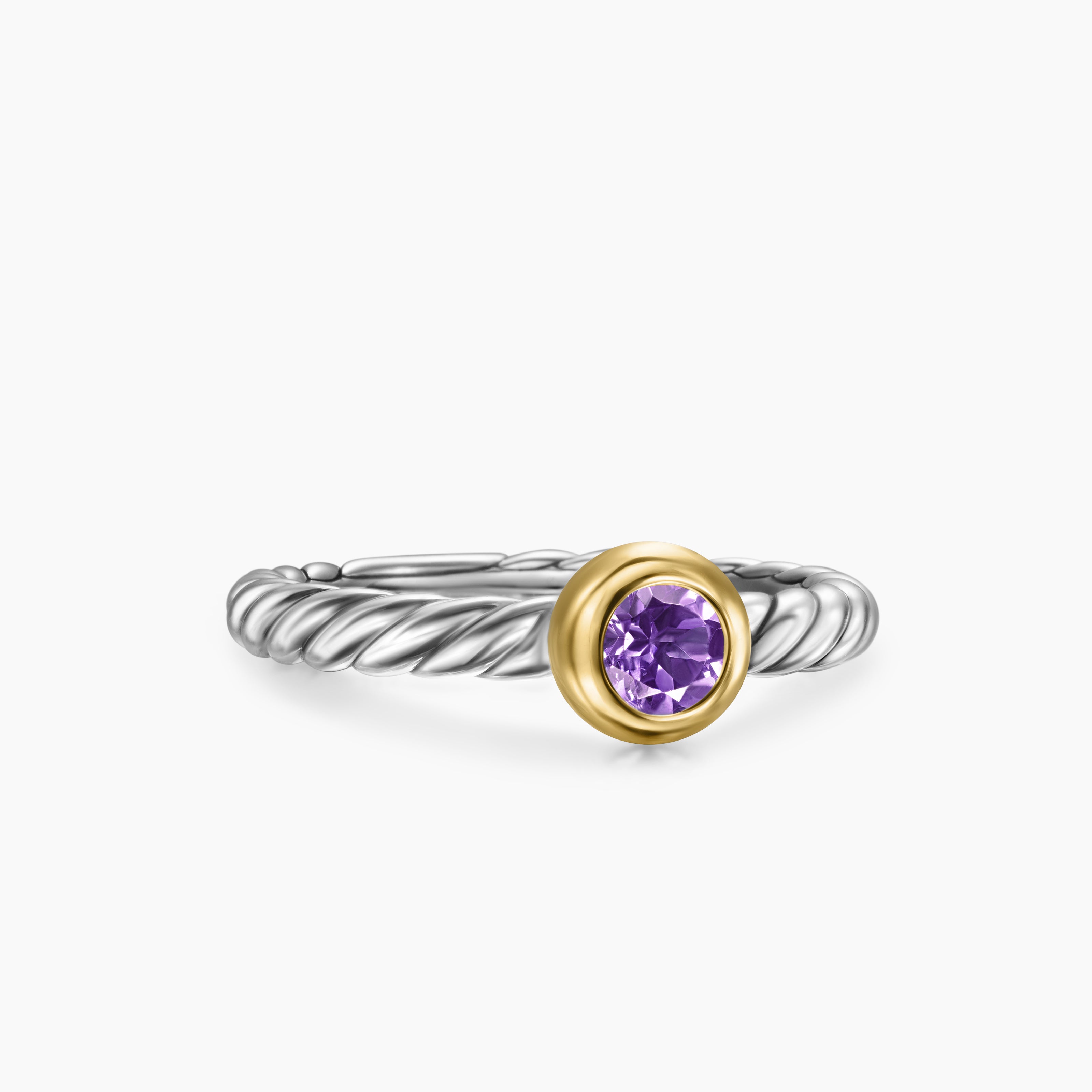 Womens Petite Cable Ring in Sterling Silver with 14K Yellow Gold, 2.8mm