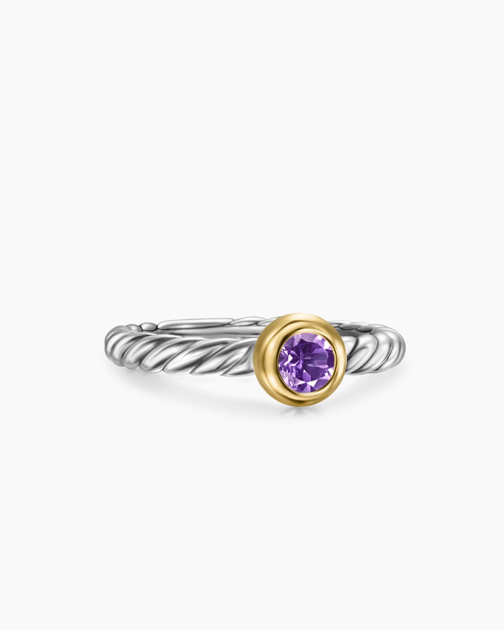 Womens Petite Cable Ring in Sterling Silver with 14K Yellow Gold, 2.8mm