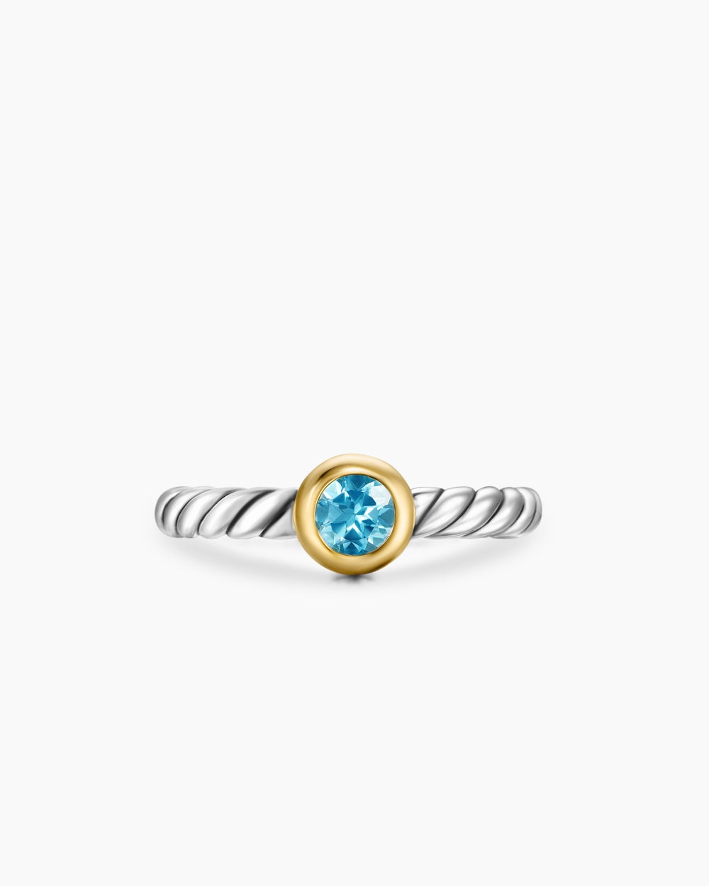 Womens Petite Cable Ring in Sterling Silver with 14K Yellow Gold, 2.8mm