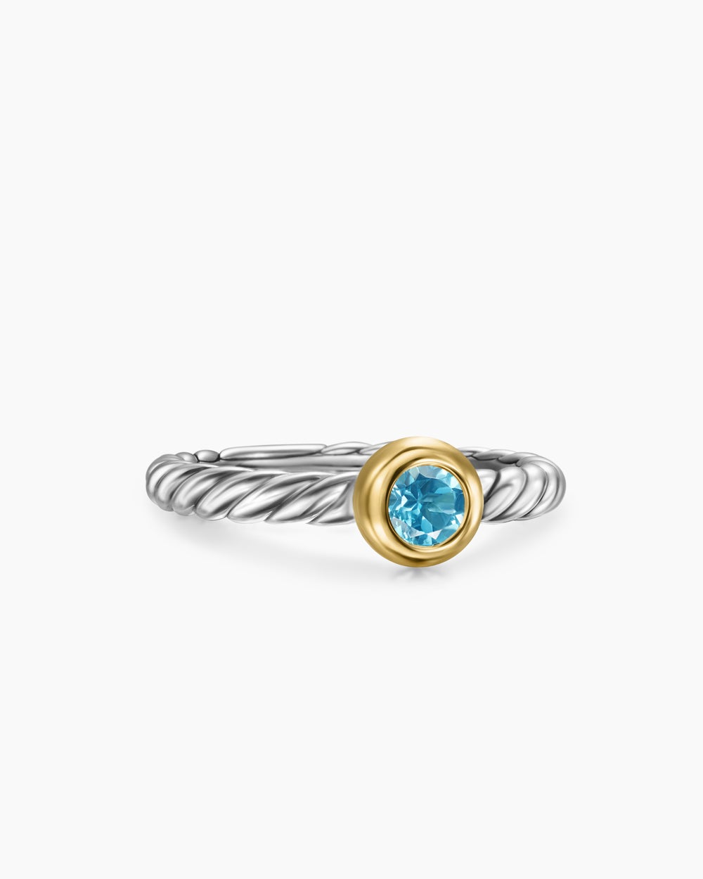 Womens Petite Cable Ring in Sterling Silver with 14K Yellow Gold, 2.8mm