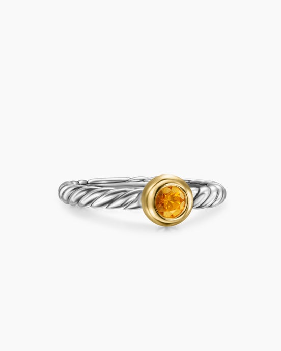 Petite Cable Ring in Sterling Silver with 14K Yellow Gold, 2.8mm